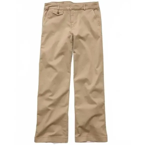 AE Stretch Low-Rise Wide-Leg Khaki Pant American Eagle NWT Tank Tan Size 000R - Picture 4 of 5